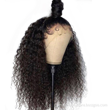 Cheap Afro Kinky Curly Glueless Lace Frontal Wig Raw Peruvian Natural Virgin Human Hair Hd Full Lace Front Wig For Black Women